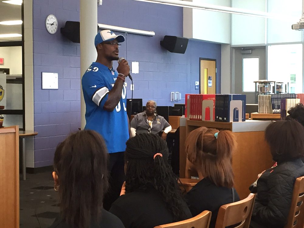 Detroit Lions’ Whitehead Tells Students How Education Drives His Success