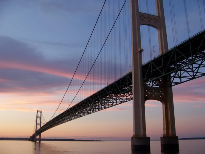 Sailing under the Mackinac Bridge